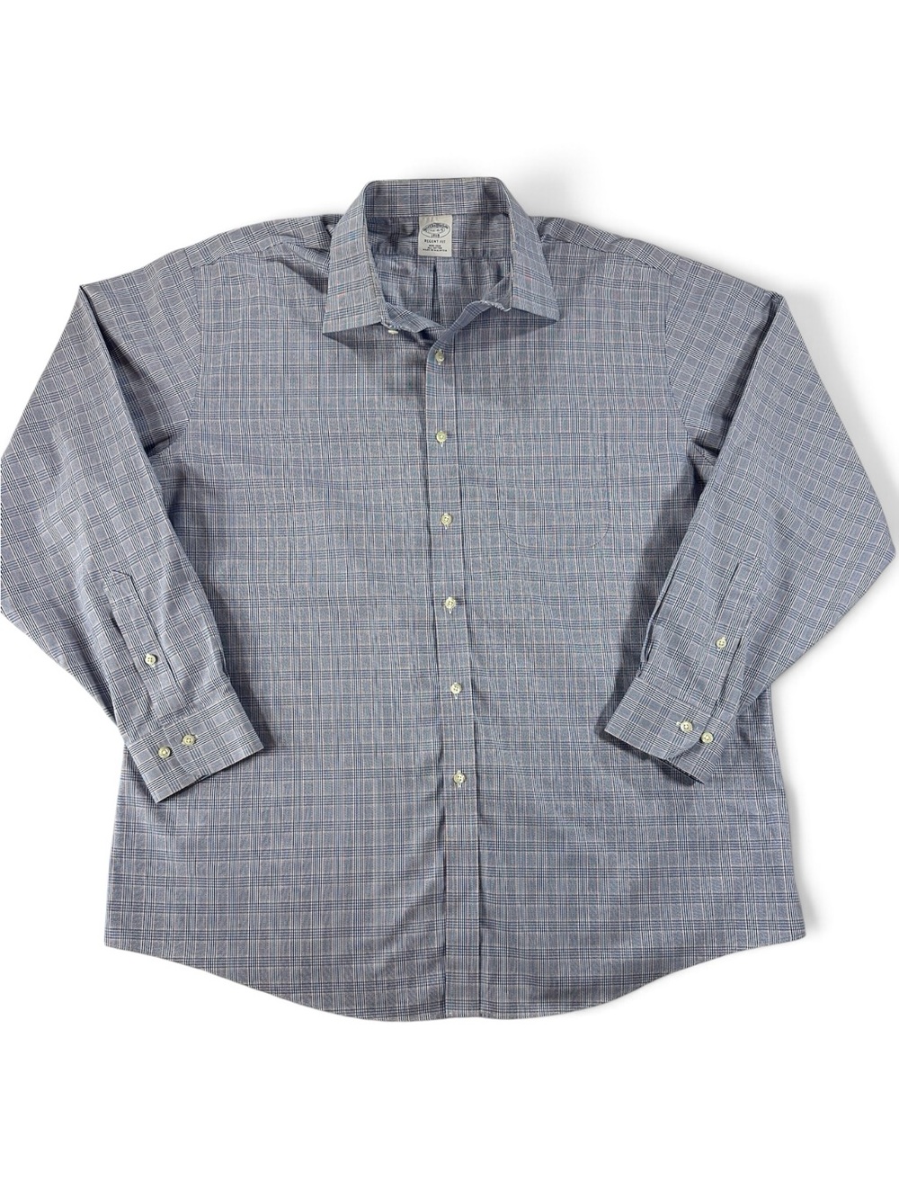 Brooks Brothers Blue Red 17 1/2 4-5 Windowpane Dress Shirt